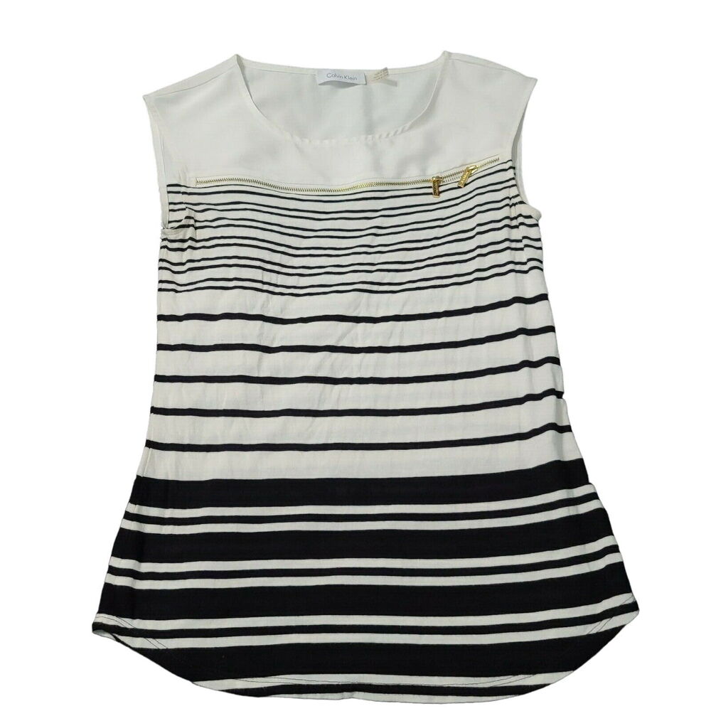 Calvin Klein Womens Tank Top Multicolor Size Small Rayon Blend Zipper Pullover